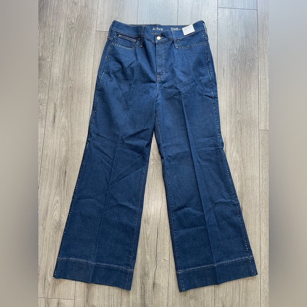 J. Crew Embellished Denim Trouser NWT SZ 33